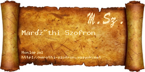Maróthi Szofron névjegykártya